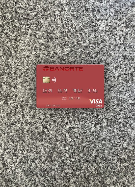 Download Mexico Banorte Bank visa debit card photolook front Photoshop template